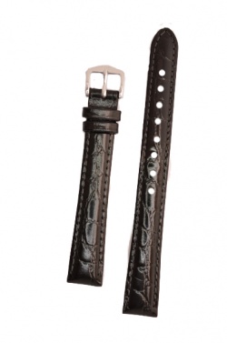 Hirsch 'Crocograin' Black Leather Strap, 8mm - 12302850-1-08