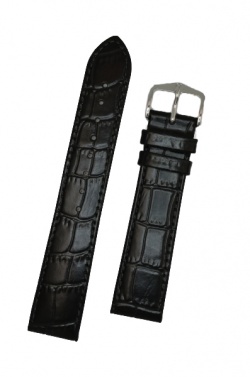 Hirsch 'LouisianaLook' Black Leather Strap, 22mm - 03427050-2-22