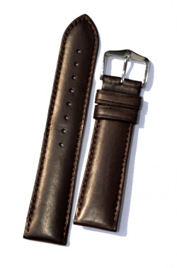 Hirsch 'Merino-Artisan' Dark brown Leather Strap, 18mm - 01206010-2-18