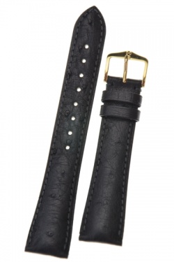 Hirsch 'Massai Ostritch' Black Leather Strap, 20mm - 04262050-1-20