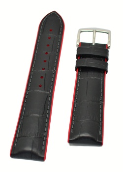 Hirsch 'Andy' Performance 24mm Black and Red Strap - 0922028050-2-24
