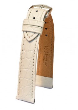 Hirsch 'Aristocrat' 18mm White, L, Leather Strap - 03828000-2-18