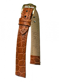 Hirsch 'Aristocrat' 14mm Golden Brown ,M,  Leather Strap  - 03828170-1-14
