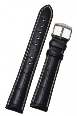 Hirsch 'Modena' Black Leather Strap, 22mm - 10302850-2-22