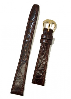 Flat Croc Style Brown Leather Watch Strap 14mm - Flatcrocbro14