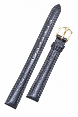 Hirsch 'CamelGrain' Black Leather Strap, 12mm - 01009150-1-12