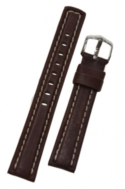 Hirsch 'Trapper' Brown Leather Strap, 18mm - 03302010-2-18