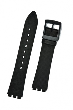 Hirsch Sarah, Watch Strap for Swatch Slim in black, 16mm, Plastic Buckle  - 64109550-9-19