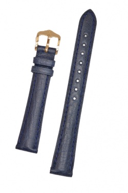 Hirsch 'Camelgrain' 16mm Blue Leather Strap  - 01009180-1-16
