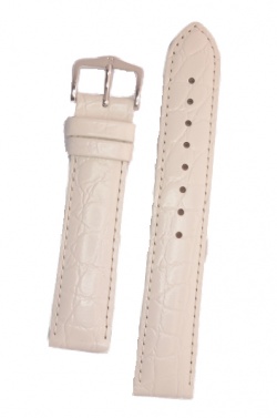 Hirsch 'Crocograin' Medium White Leather Strap, 18mm - 12302800-2-18