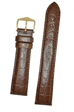Hirsch 'Crocograin' Long Brown Leather Strap, 20mm - 12322810-1-20