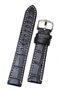 Hirsch 'Knight' 20mm Black Leather Strap  - 10902850-2-20