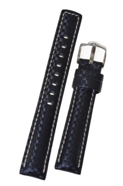 Hirsch 'Carbon' High Tech 18mm Black Leather Strap  - 02592050-2-18