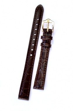 Hirsch 'Crocograin' Brown Leather Strap, 16mm - 12302810-1-16