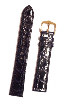 Hirsch 'Genuine Croco' M 18mm Blue Leather Strap  - 18900880-1-18