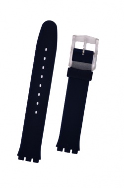 Hirsch Luna, Watch Strap for Swatch in Blue, 16mm, Plastic Buckle - 63039580-9-19