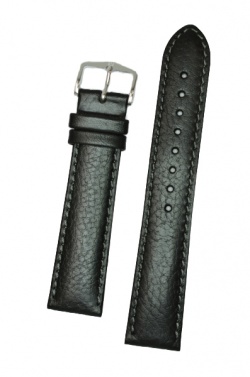 Hirsch 'Forest' 18mm Black Soft Calfskin ,M, Leather Strap  - 17900250-2-18