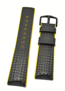 Hirsch 'Ayrton' Performance 22mm Black and Yellow Strap - 0917292050-5-22