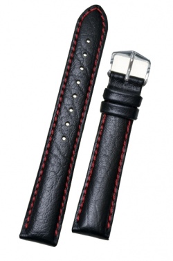 Hirsch 'Jumper' Black Leather Strap, 20mm - 04402051-2-20