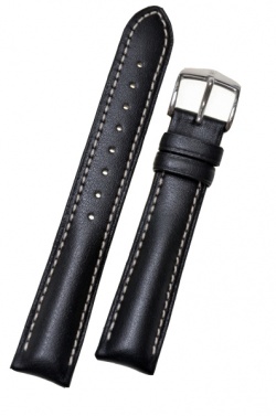 Hirsch 'Heavy Calf' 24mm Black Leather Strap  - 01475050-2-24