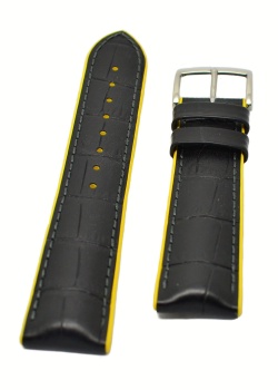 Hirsch 'Andy' Performance 24mm Black and Yellow Strap - 0927228050-2-24