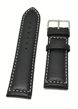 Padded Texas II Style Black Leather Watch Strap 26mm - Texas2blk26
