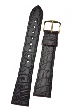 Hirsch 'Genuine Croco' M 17mm Brown Leather Strap  - 18900810-1-17