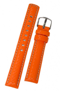 Hirsch 'Carbon' High Tech 20mm Orange Leather Strap  - 02592076-2-20
