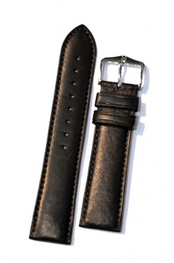 Hirsch 'Merino-Artisan' Black Leather Strap, 18mm - 01206050-2-18