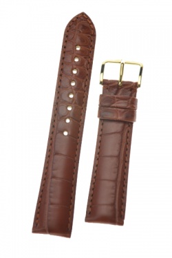 Hirsch 'Genuine Alligator' M 18mm  Golden Brown Leather Strap  - 10200779-1-18