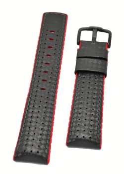 Hirsch 'Ayrton' Performance 24mm Black and Red Strap - 0912092050-5-24