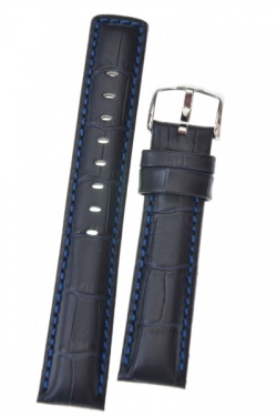 Hirsch 'Grand Duke' High Tech 20mm Navy Blue Leather Strap  - 02528080-2-20