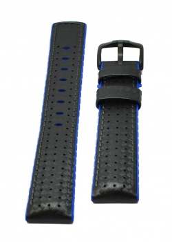 Hirsch 'Ayrton' Performance 22mm Black and Blue Strap - 0918092050-5-22