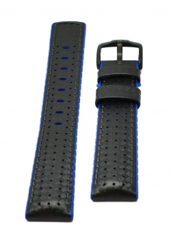 Hirsch 'Ayrton' Performance 24mm Black and Blue Strap - 0918092050-5-24