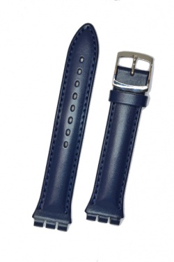Hirsch Arizona,  Watch Strap for Swatch Chronos in Blue, 19mm, Steel Buckle  - 64202080-2-23