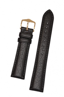 Hirsch 'Camelgrain' 18mm Black Leather Strap - 01009150-1-18