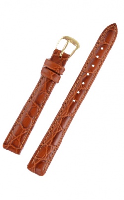 Padded Crocodile Tan Leather Watch Strap 12mm - Paddcroctan12