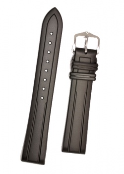 Hirsch 'Hevea' 18mm Premium Black Rubber Strap  - 40458850-2-18