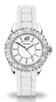 Ladies Sekonda 'Cloud' Quartz White Rubber Strap - 4304