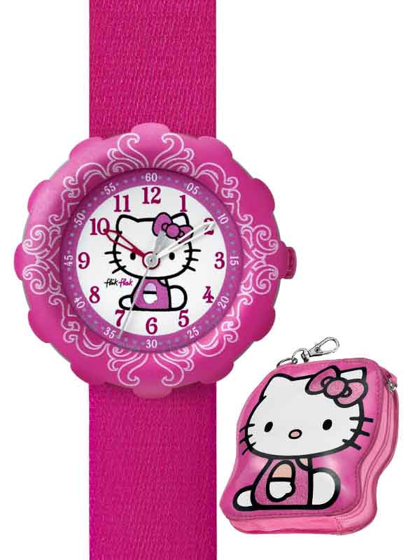 Girls Flik Flak Hello Kitty Watch With Purse - FLS016