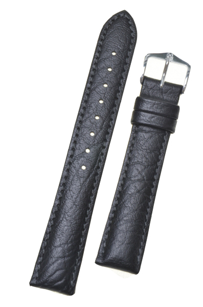 Hirsch 'Camel Grain' Black Leather Strap, 18mm - 01009050-1-18
