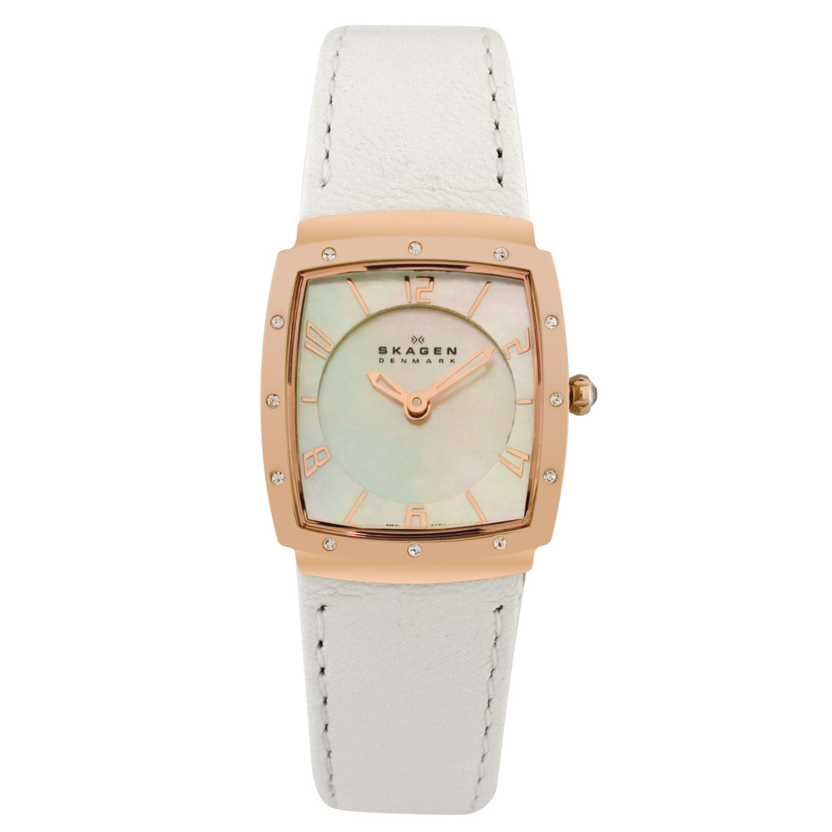Ladies Skagen White Leather Strap Watch - 396XSRLW