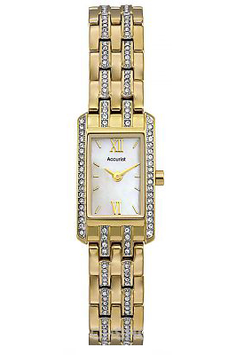 Ladies Accurist Stone Set Gold Plated Watch - LB1230
