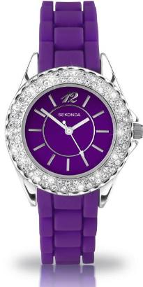 Ladies Sekonda Quartz 'Partytime Purple' Rubber Strap - 4449