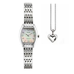 Ladies Quartz Accurist Diamond Bracelet Watch & Necklace - LB1429P