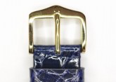 Hirsch 'Genuine Croco' M 18mm Blue Leather Strap 