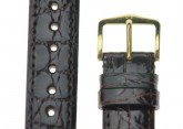 Hirsch 'Genuine Croco' M 17mm Brown Leather Strap 