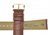 Hirsch 'Genuine Alligator' M 18mm  Golden Brown Leather Strap 