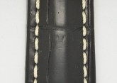 Hirsch 'Capitano' 24mm Matt Black Alligator Leather Strap 