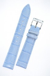Padded Crocodile light blue Leather Watch Strap 18mm